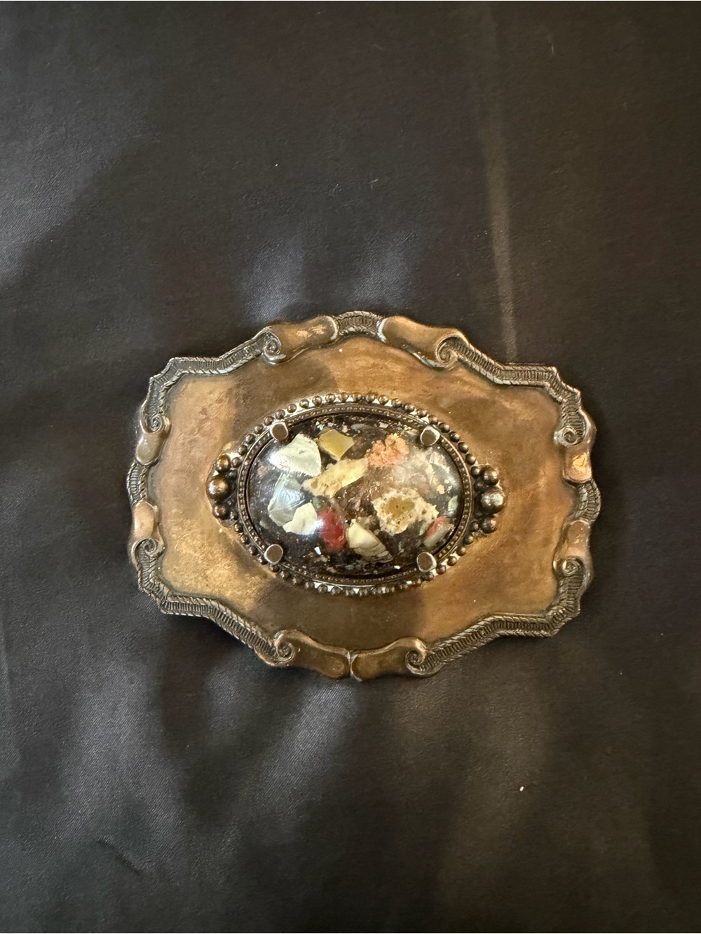 Vintage Boho Western Stone Inlay Belt Buckle